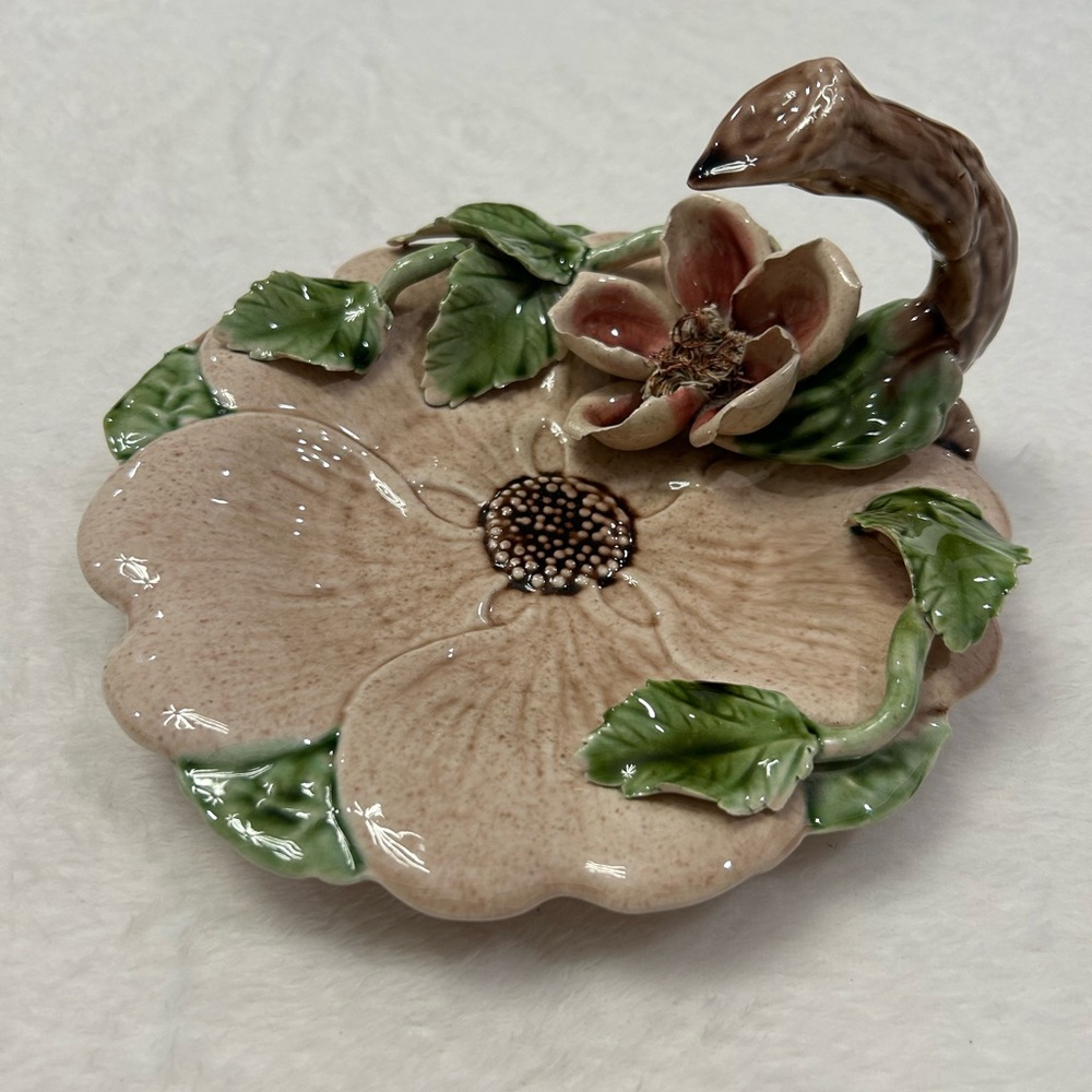 Vee Jackson Pottery Floral‎ Decorative Trinket Dish with Handle